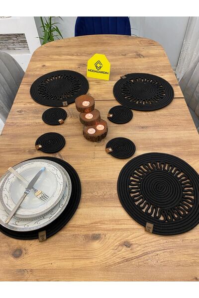 JÜTEX HOME 8 bucăți plăci și subțire din răchită de iută - serviciu american