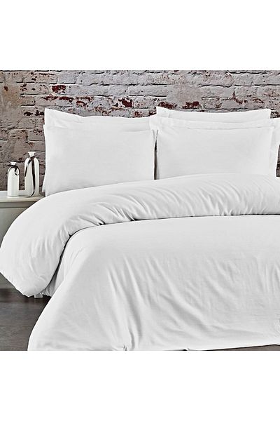 Sabia Organic 100% Cotton Single Duvet Cover Set with 2 Pillows 100X200Cm 30cm Height with Elastic Sheets