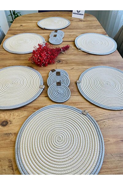 JÜTEX HOME Σετ από 12 τεμάχια από άχυρο από γιούτα American Serving Supla και...