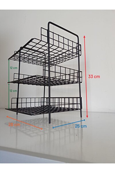 Wess Dizayn 3’lü Siyah Evrak Rafı - Dosyalık - 3 Katlı Evrak Rafı - Metal Evrak Rafı - Evrak Rafı 3 Katlı Wd298
