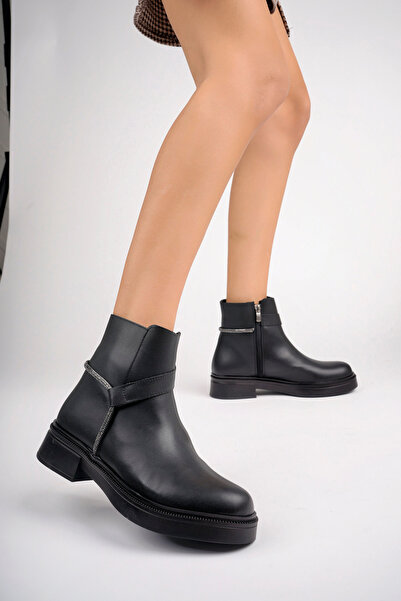 meyra'nın ayakkabıları Γυναικείες μπότες Black Stone - Skin Back Detailed