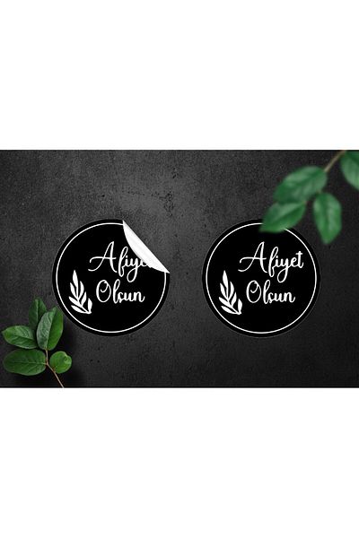 anka design Black Coated Sticker - 4X4Cm, 48 Pieces, Cargo Label, Bon Appetit