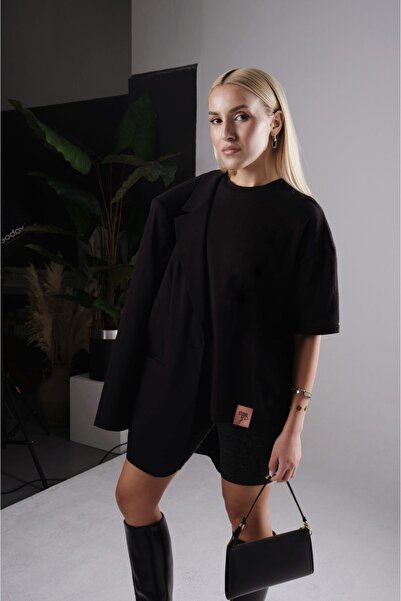 Zubenal Siyah Oversize Basic T-shirt