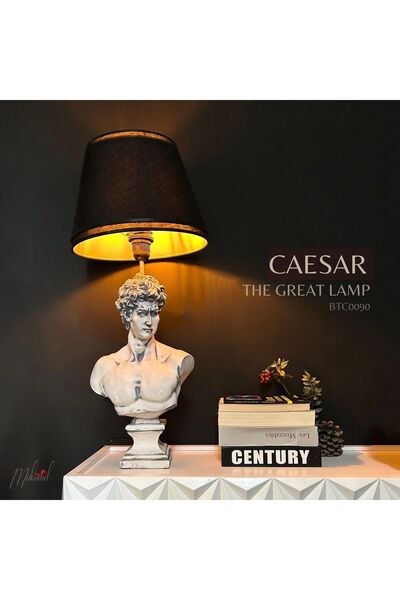 MÜKEMEL Şık Büst Heykeli Lamba Kumaş Abajur ile–Eşsiz Ev Dekorasyonu Aydınlat...