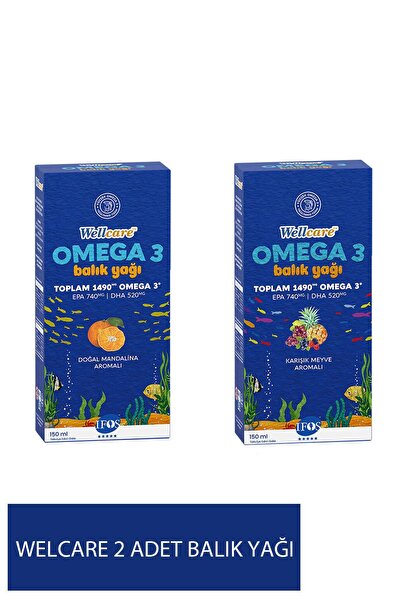 Wellcare Omega 3 Doğal Mandalina Aromalı Balık Yağı 150 ml + Wellcare Omega 3...