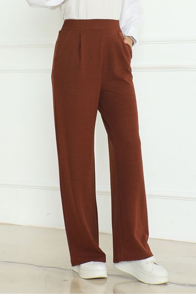 Bestenur Παντελόνι Tan Pocket Wide Leg 1197