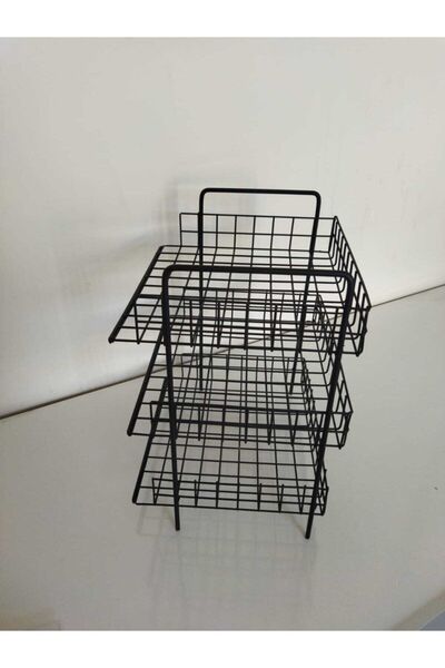 Wess Dizayn 3’lü Siyah Evrak Rafı - Dosyalık - 3 Katlı Evrak Rafı - Metal Evrak Rafı - Evrak Rafı 3 Katlı Wd298