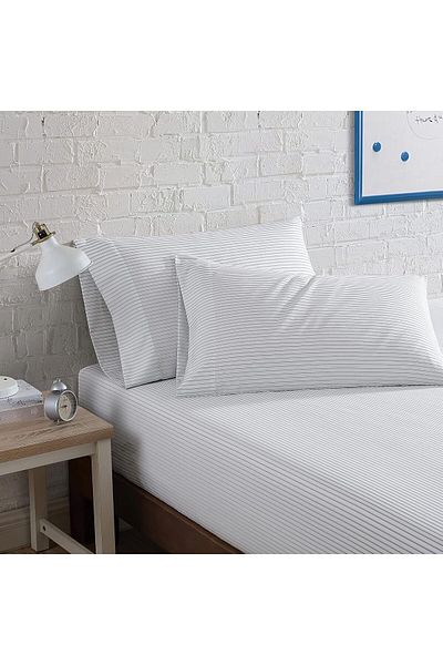 CAQQA 120cm x 200cm Λευκό Ριγέ Ελαστικό Σετ Σεντόνια