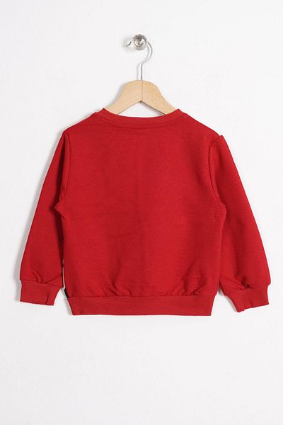 zepkids Boy's Red Sweatshirt - Lazy Animal Figure