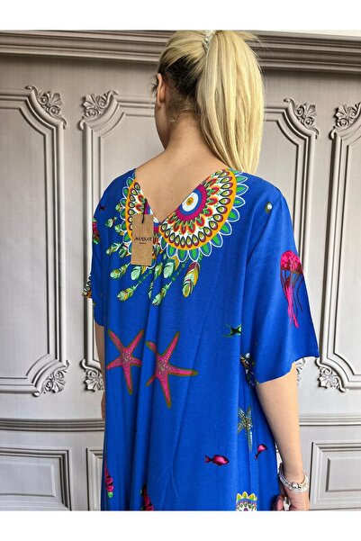 AGORATEKSTİL Rochie de damă cu decolteu în V și buzunar - Bumbac Viscoză