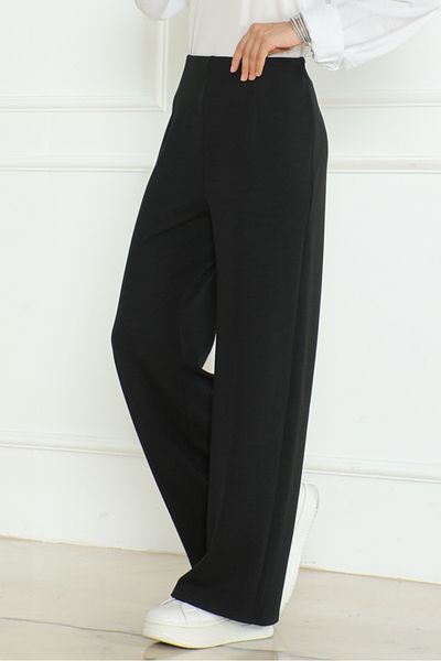 Bestenur Black Asler Wide Leg Trousers 1198
