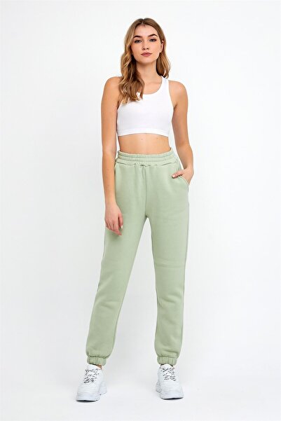 CrazyShopping Kadın Beli Ve Paçası Lastikli Üç İplik Örme Eşofman Altı Jogger