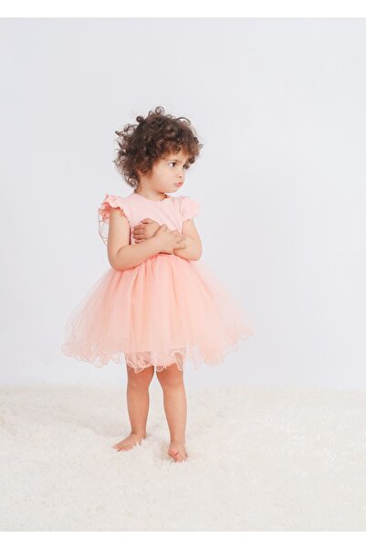 Alingo Salmon Butterfly Wings Short Sleeve Girl's Tutu Dress
