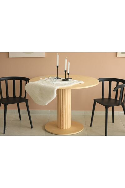 woodywood 103 Cm Ahşap Model Mutfak Ofis Masası Yemek Masası Yuvarlak Çam Çal...