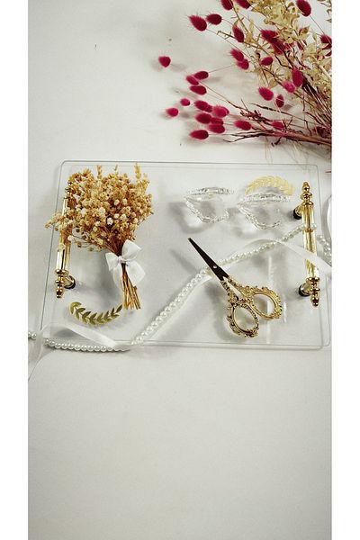 Basic Creation Χρυσό Χρώμα Διαφανές Απλό Κομψό Σετ Δίσκος Υπόσχεσης και Δίσκος Επιθυμίας
