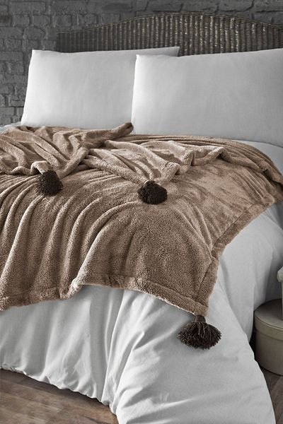 Denizli Concept Soft Camel Hair Puffy Wellsoft Tasseled Blanket – Plush Tv Blanket