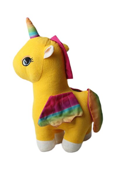 e-life shop İthal Kumaş Gökkuşağı Kanatlı Unicorn Pegasus At Figür Peluş Oyuncak Uyku & Oyun Arkadaşı Büyük Boy