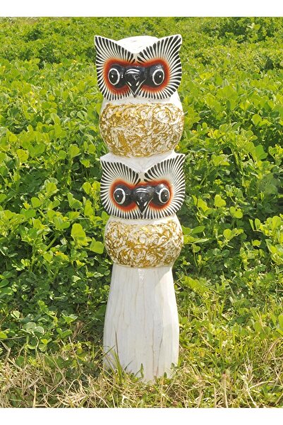 e-life shop El Yapımı Doğal Ahşap 2’li Baykuş Biblo Bahçe Duvar Ofis Konsol S...