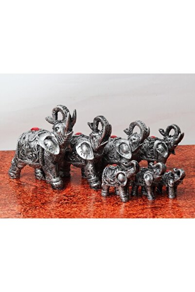 e-life shop Lüks İşlemeli Taşlı 7li Bereket Fil Heykeli Biblo Hediyelik Dekor...