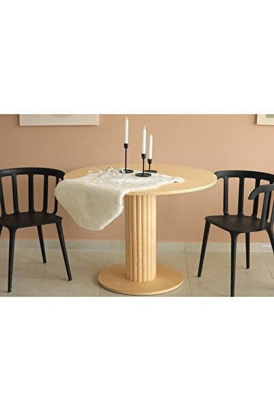 woodywood 85 Cm Ahşap Model Mutfak Ofis Masası Yemek Masası Yuvarlak Çam Çalı...