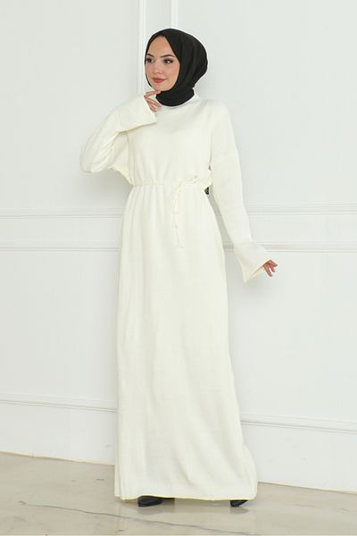 Bestenur Φόρεμα Miran White Knitwear - 1128