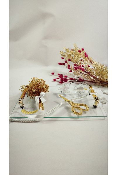 Basic Creation Χρυσό Χρώμα Διαφανές Απλό Κομψό Σετ Δίσκος Υπόσχεσης και Δίσκος Επιθυμίας