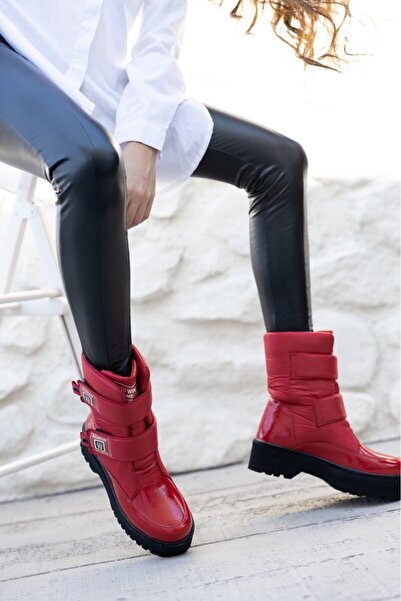 Trendusfashion Patent Leather White Snow Boots
