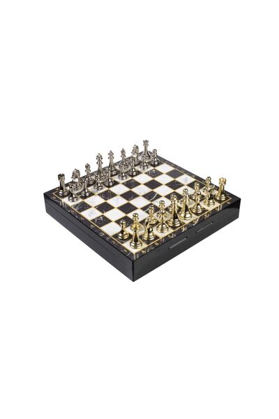 e-life shop طقم شطرنج معدن ستانلس ستيل ذهبي وفضي درجة أولى مطلي بالكروم 35×35...