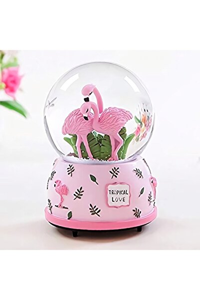e-life shop Tropical Love Aşık Flamingo Temalı Kar Küresi Hediyelik Dekoratif...