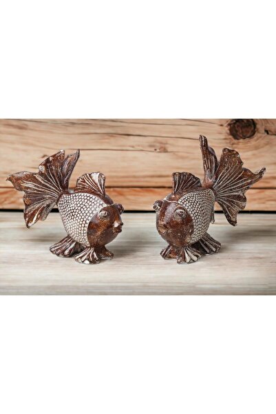 e-life shop Simli Parlayan 2li Balık Biblo Heykel Hediyelik Dekoratif Ürün Vi...