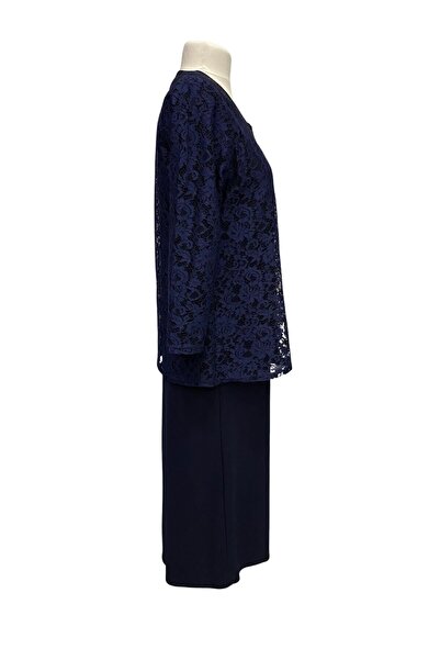 HESNA Σετ βραδινό φόρεμα Mother's Dress με μπουφάν Navy Blue
