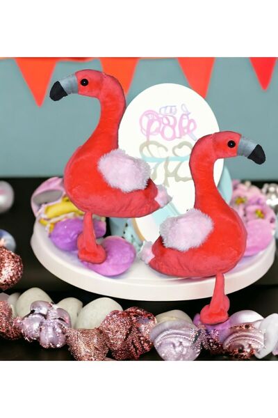 e-life shop 2 Adet İthal Kumaş Yumuşak Dokulu Hawaii Flamingo Parti Süsleme Peluş Oyuncak Oyun & Uyku Arkadaşı
