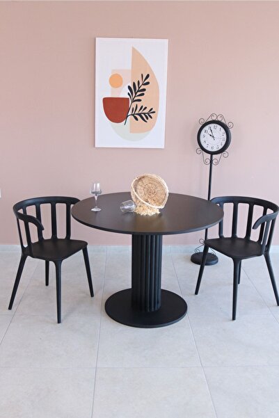 woodywood 103 Cm Modern Yemek Masası Mat Siyah Çam Ahşap Model Mutfak Ofis Ma...