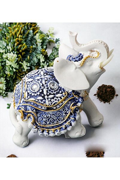 e-life shop Nakış Taş Işlemeli Şanslı Fil Biblo Heykel Hediyelik Dekoratif Ür...