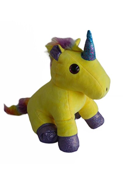 e-life shop Ithal Kumaş Sevimli Camgöz Boynuzlu Pegasus Unicorn Figür Peluş Oyuncak Oyun & Uyku Arkadaşı 28 Cm.