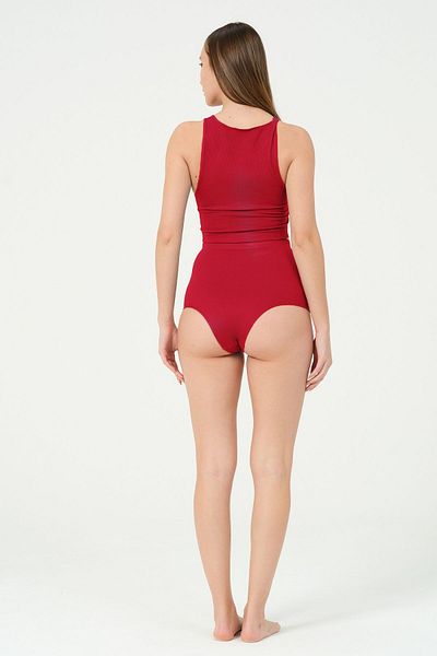 FOREVER MORE Γυναικείο Σετ Crop Singlet με εφέ Επισκευής Βραζιλίας και Κορδόνι με εξαιρετικά ψηλή μέση