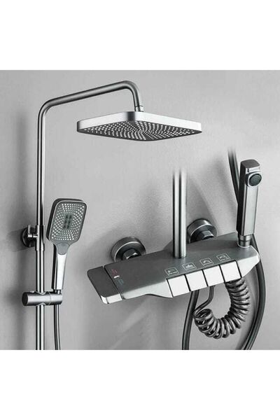 Genel Markalar Gri Piyano Duş Seti Banyo Dekor Banyo Duş Seti Antrasit Duş Seti