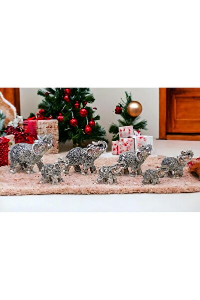 e-life shop Lüks Işlemeli 7li Bereket Fil Biblo Hediyelik Dekoratif Ürün Kons...