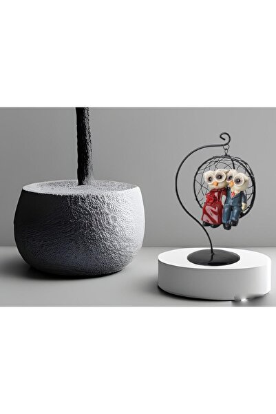 e-life shop Ferforje Salıncakta Aşık Baykuş Çift Biblo Heykel Ev Ofis Yeni Yı...