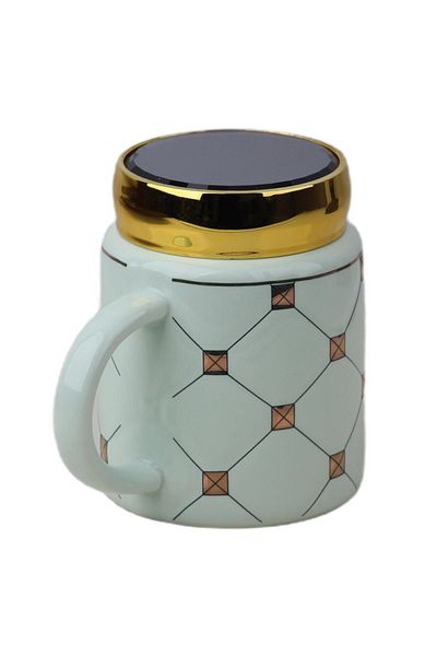 e-life shop Plaid Design Mirrored Lid Warm Mug Cup Mug Mini Motivation Thermos 450 ml