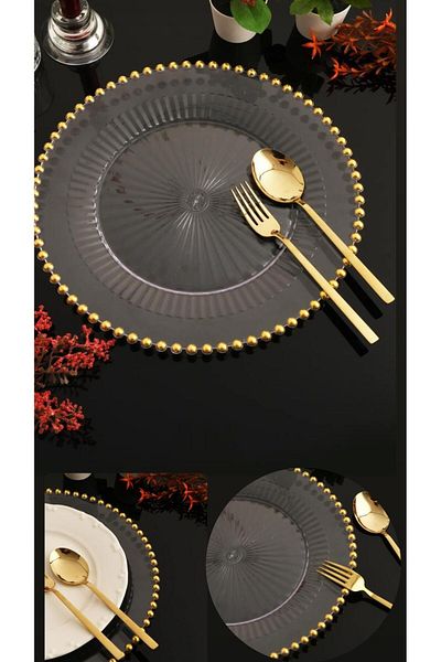 PONCİKPAZAR 6 Pearl Detailed Serving Plates