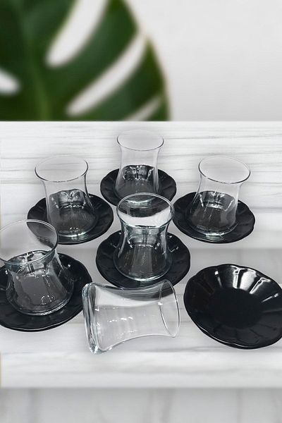 GULHANILE Matte Black Tea Set 12 Pieces for 6 People