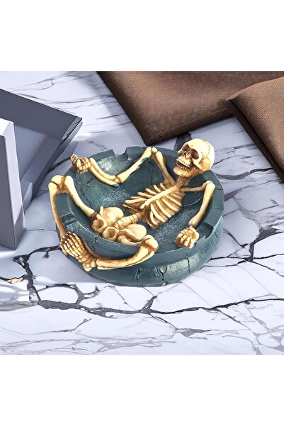 e-life shop Gotik Stil Gerçekçi Tasarım Kurukafa İskelet Küllük Anahtarlık Bo...