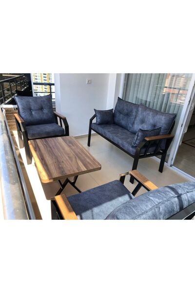 Tu Tienda Nergiz 2 1 1 Sehpa Bahçe Balkon Mobilyası,koyu Gri