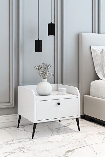 DEMİNA Modern Komodin Beyaz 45x50x45 - %100 Mdf