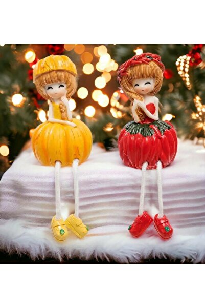 e-life shop Ayakları Sallanan Kabak & Biber Gövdeler Biblo Dekoratif Hediye Ü...