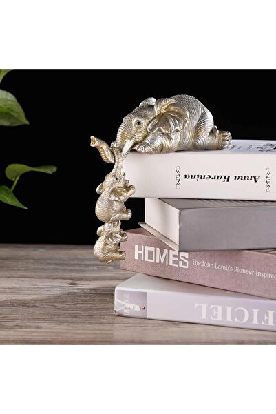 e-life shop Lüks Asılabilir 3lü Fil Biblo Seti Kitaplık Duvar Süsü Yeni Ev Of...