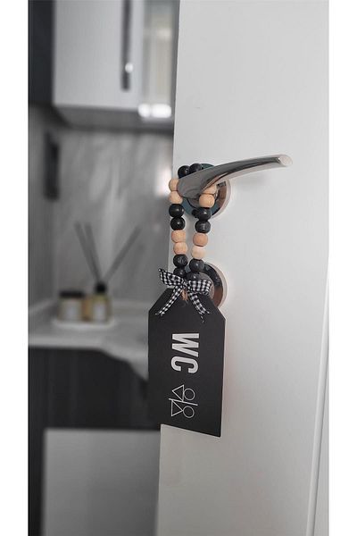 rosfloa rf Διακοσμητικό αξεσουάρ με χάντρες WC Γραπτή τουαλέτα Λαβή πόρτας μπάνιου Ξύλινο στολίδι δώρου
