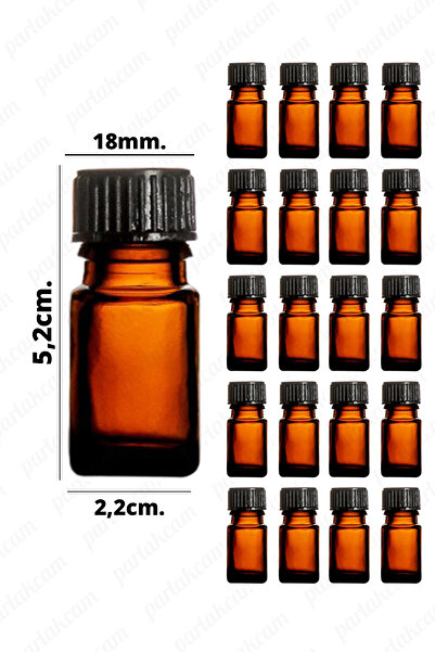 parlakcam 5ml Amber Kapaklı Kolonya Şişesi Numune Koku ve Esans İçin Uygun Ca...