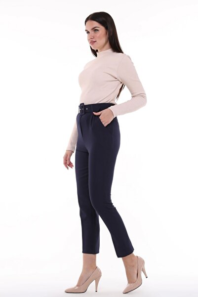 CEDY DENIM Дамски тъкани панталони с висока талия Cedy - Плисирани до глезена...